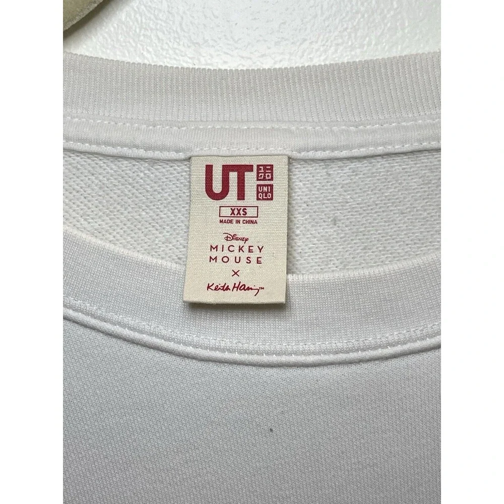 Uniqlo Disney Mickey Mouse x Keith Haring Artwork Pullover White Sweatshirt XXS - Picture 5 of 6